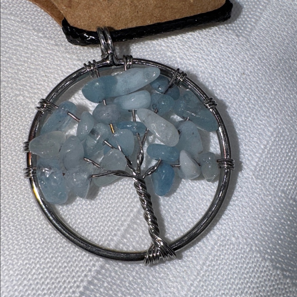 Tree Of Life pendant 1.25” iridescent blue black green gray clear red or purple